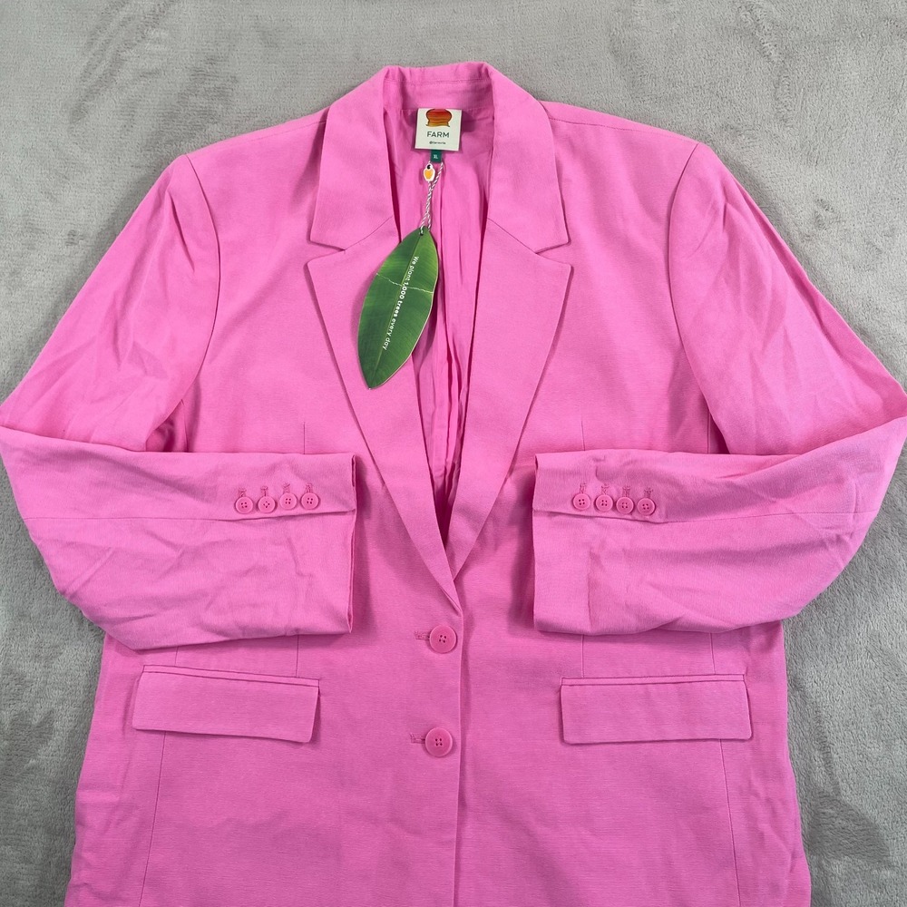 Farm Rio Anthropologie Blazer Sports Coat Women XL Pink Two Button Front NWT‎